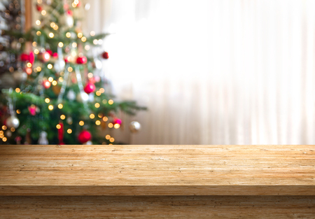 empty wood table top and blur of room, suitable for montage product display.の写真素材