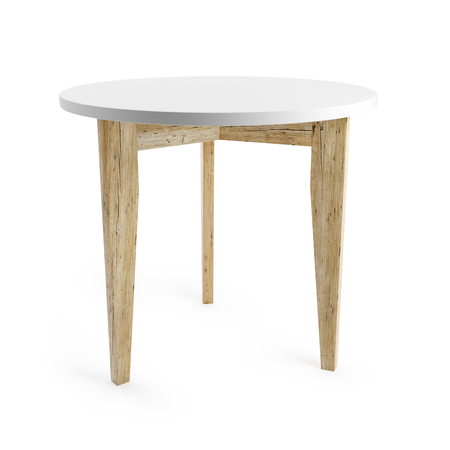 White table with wooden path isolated on white background   3D rendering.の写真素材