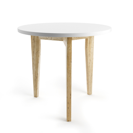 White table with wooden path isolated on white background   3D rendering.の写真素材