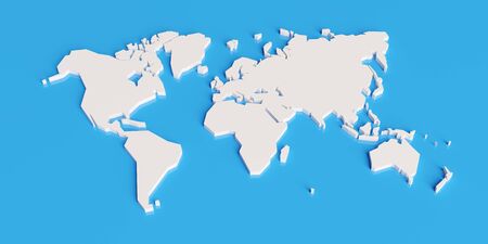 simplified map of the world, stylized 3d render illustrationの写真素材