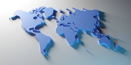 simplified map of the world, stylized 3d render illustrationの写真素材
