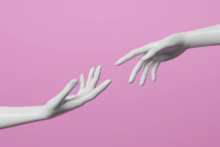 White mannequin hands on pink background. 3D render image.の写真素材