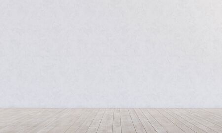 Empty concrete wall and wooden floor. Grunge minimal design. Empty interion. 3D render image.の写真素材