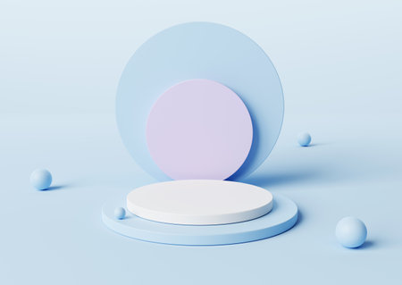 Simple abstract podium platform for product presentation. 3D render, 3D illustration.の写真素材