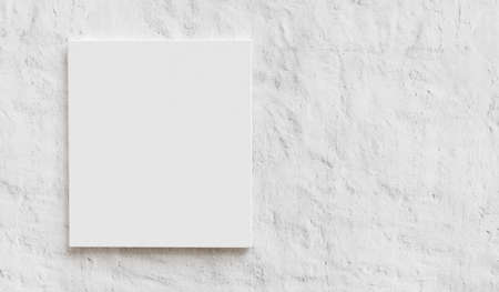 Artist canvas on rustic, grunge wall. Blank picture mockup. 3D render. 3D illustration.