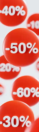 Price reduction. Discount vertical banner. Business advertising. 3D render. 3D illustration.の写真素材