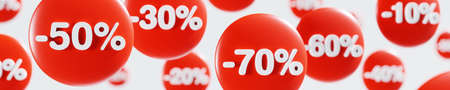 Price reduction. Discount horizontal banner. Business advertising. 3D render. 3D illustration.の写真素材