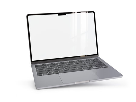 Laptop isolated on white background with two clipping paths included. Realistic 3D rendering.の写真素材
