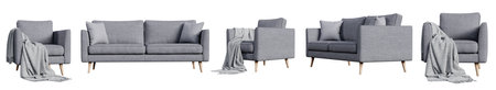 Armchair set isolated on white background. 3D rendering.の写真素材