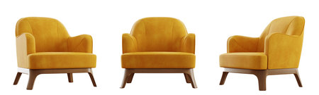 Armchair set isolated on white background. 3D rendering. 3D illustration.の写真素材
