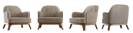 Armchair set isolated on white background. 3D rendering.の写真素材