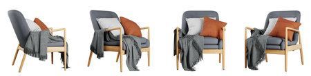 Armchair set isolated on white background. 3D rendering. 3D illustrations.の写真素材