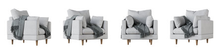 Armchair set isolated on white background. 3D rendering. 3D illustrations.の写真素材