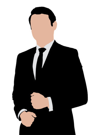 Illustration of a lawyer in a black coat black tie and a white shirtのイラスト素材