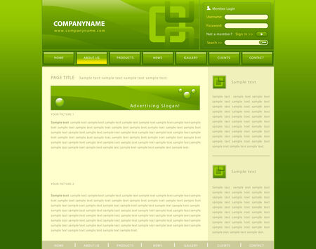 web site template with green backgroundのイラスト素材