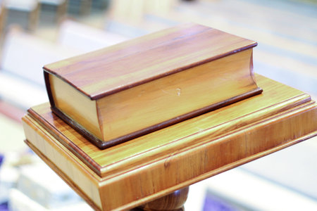 Wooden Bible in Goldの写真素材