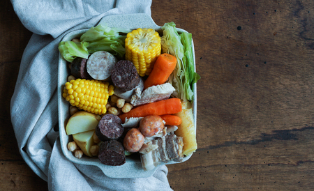 Puchero or sancocho, stew from Spain, or Mexico, Argentina, Paraguay, Uruguay, Peru, Brazil, Philippines and Andalusia and the Canary Islands.の写真素材