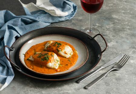 spanish food, Bacalao a la vizca?na, Basque Style Codの写真素材