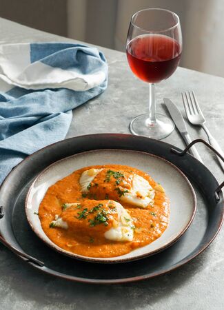 spanish food, Bacalao a la vizca?na, Basque Style Codの写真素材