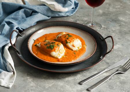 spanish food, Bacalao a la vizca?na, Basque Style Codの写真素材
