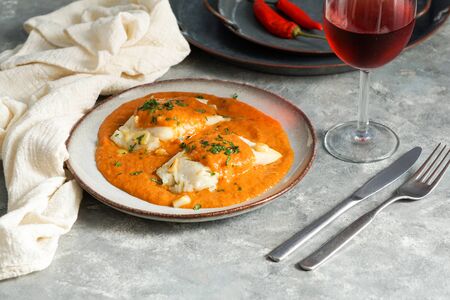 spanish food, Bacalao a la vizca?na, Basque Style Codの写真素材
