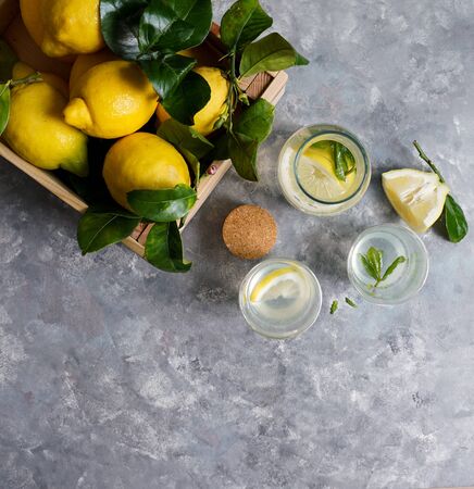 fresh home made lemon lemonade with mintの写真素材