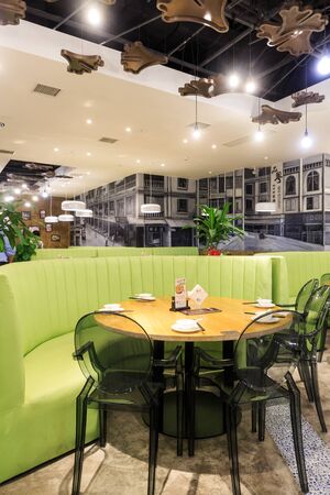 Interior design and decorations of a restaurant のeditorial素材