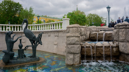 Fountain in Moscow Alexandrovsky Sadの写真素材
