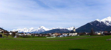 Small Town in Austria at Alpsの写真素材