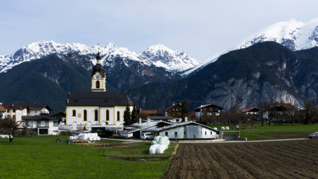 Small Town in Austria at Alpsの写真素材