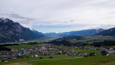 Small Town in Austria at Alpsの写真素材