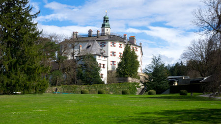 Schloss Ambras is a old Castle in Innsbruck located in the City Area of Amras. Its roots go back till the 10th Century. During existance the castle was destroyed and rebuilt several times.の写真素材