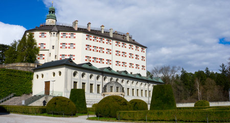 Schloss Ambras is an old castle in Innsbruck located in the city area of Amras.の写真素材