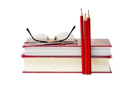 Glasses book pencil isolated for education conceptの写真素材