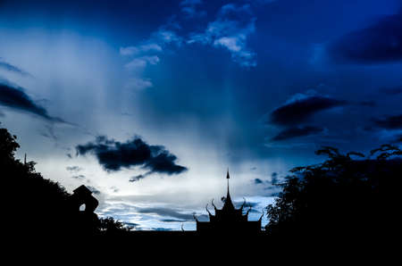 silhouette Thai temple and sky in Thailand.It,s not licenseの写真素材