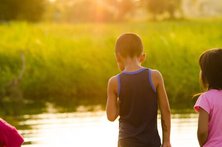 child in the nature rustic city
