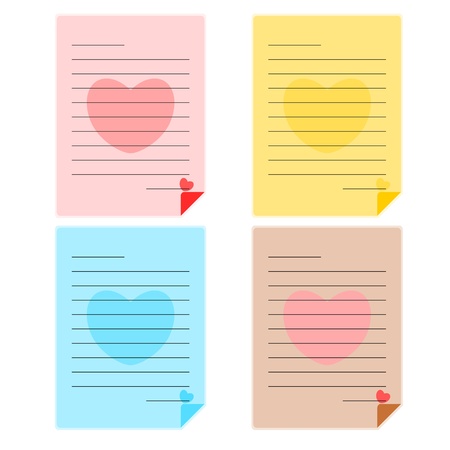 Colorful paper note of love, memo  illustrationのイラスト素材