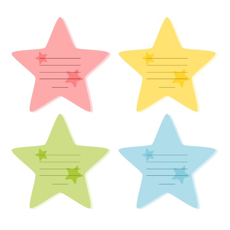 Colorful paper note of love, memo star illustrationのイラスト素材