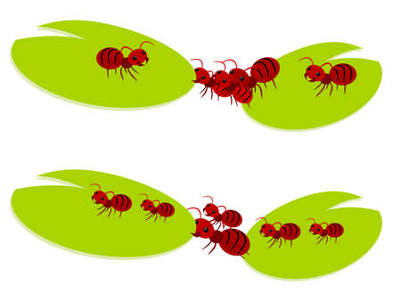Red ants brigde group of teamwork power concept illustrationのイラスト素材