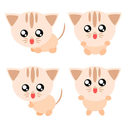 Cartoon cat action and emotion cute concept illustrationのイラスト素材