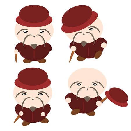 Old man in red suit fun and cute concept illustrationのイラスト素材