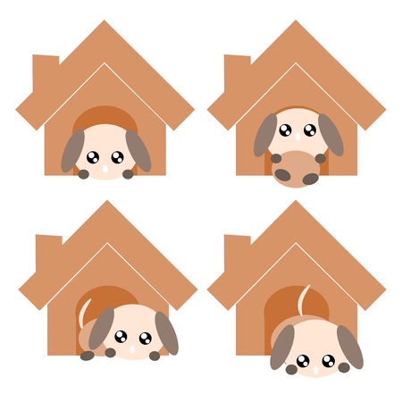 Cartoon dog action and emotion in house cute concept illustrationのイラスト素材