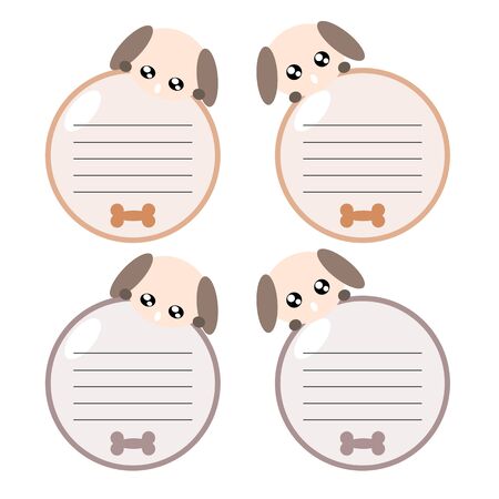 Cartoon dog memo or note cute concept illstrationのイラスト素材
