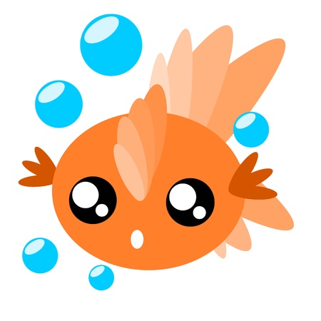 Cartoon goldfish and water drops in cute concept illustrationのイラスト素材
