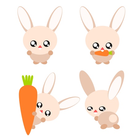 Cartoon rabbit and carrot in cute concept illustrationのイラスト素材