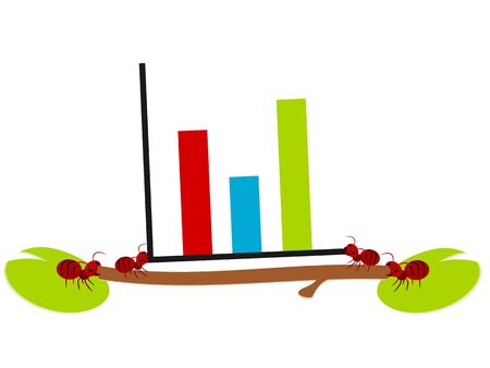 Red ants graph in teamwork power concept illustrationのイラスト素材
