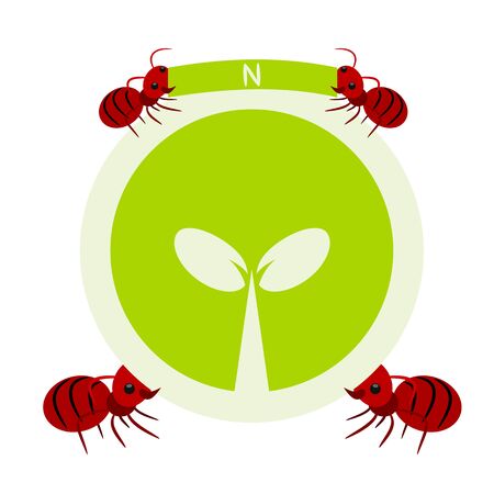 Red ants and nature symbol in teamwork concept illustrationのイラスト素材