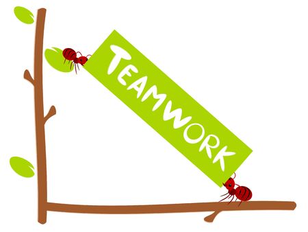 Red ants text symbol teamwork power concept illustrationのイラスト素材