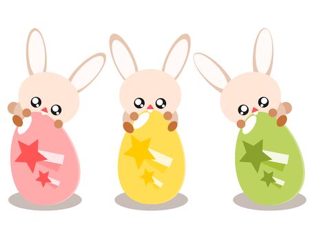 Easter egg and rabbit in the easter holiday concept illustrationのイラスト素材