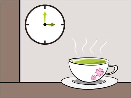 Tea and brown background in tea time concept illustrationのイラスト素材
